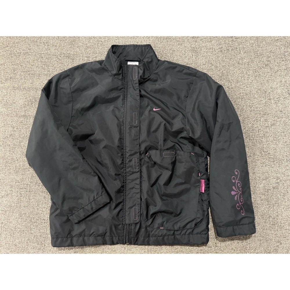 Vintage Nike Girls Full Zip Windbreaker Jacket Medium 10/12